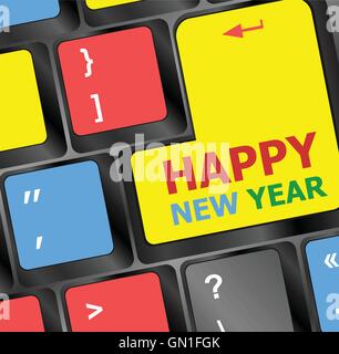 Computer Keyboard with Happy New Year Key vector illustration Stock Vector