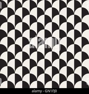 Vector Seamless Black And White Overlapping Semi Circle Pattern Stock Vector