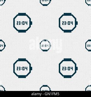 wristwatch icon sign. Seamless pattern with geometric texture. Vector Stock Vector
