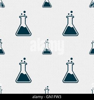 Flask  icon sign. Seamless pattern with geometric texture. Vector Stock Vector