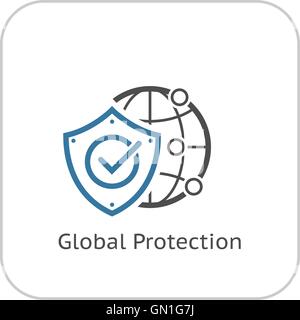 Global Protection Icon. Flat Design. Stock Vector