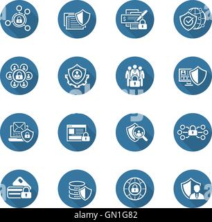 Flat Design Protection and Security Icons Set. Stock Vector