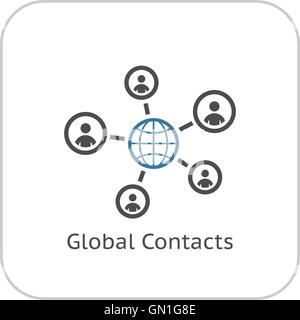 Global Contacts Icon. Flat Design. Stock Vector