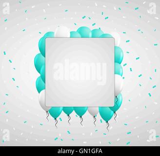 green balloons and confetti Stock Vector