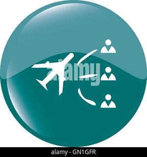 Airplane and people sign. plane symbol. travel icon. social button vector illustration Stock Vector