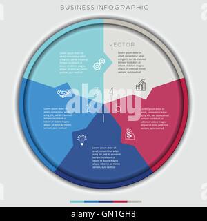 Multi-coloured Circle Numbered, Five Options, For Infographic, Diagramme, Technological Process, Business Concept Stock Vector