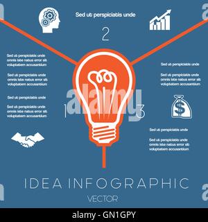 Idea Business Concept. Light bulb infographics template on three positions possible to use for workflow, banner, diagram Stock Vector