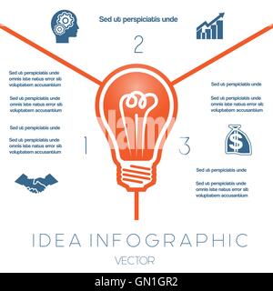 Light bulb infographics template on three positions possible to use for workflow, banner, diagram, web design, timeline Stock Vector