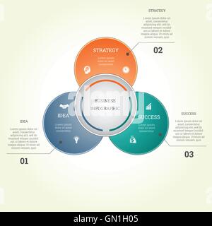 Infographic business template three text areas , possible to use for workflow, banner, diagram, web design, timeline, area chart Stock Vector