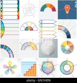 Vector 16 templates, Infographics cyclic processes, text area five position possible to use for work flow, banner, diagram, web Stock Vector