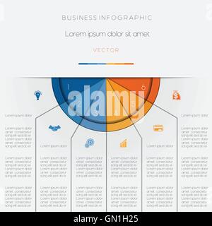 Infographic color semicircle for template with text areas on six positions Stock Vector