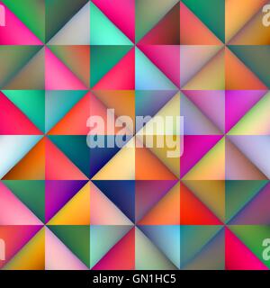 Vector Seamless Multicolor Gradient Triangle Square Tiles Geometric Pattern Stock Vector