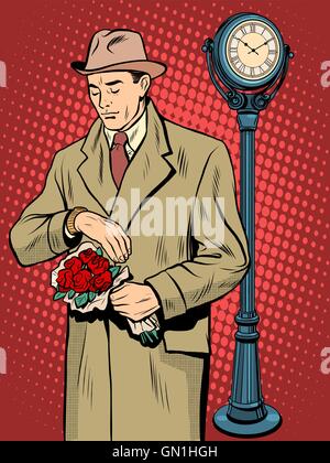Dating love time watch man Stock Vector
