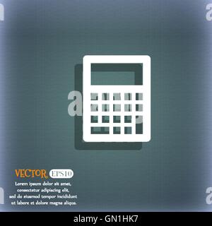 Calculator icon. On the blue-green abstract background with shadow and space for your text. Vector Stock Vector