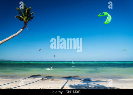 famous bolabog kite surfing  beach in exotic tropical paradise boracay island philippines Stock Photo