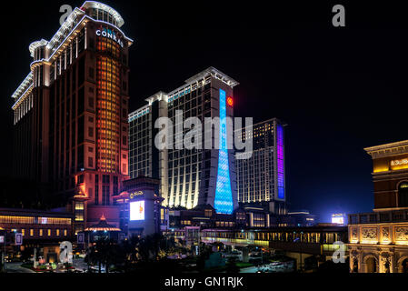 casino resorts in famous cotai gambling strip in macao macau china at night Stock Photo