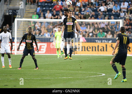 Chester, Pennsylvania, USA. 27th Aug, 2016. Philadelphia Union's TRANQUILLO BARNETTA, (10), in action against Sporting KC during match at Talen Energy Stadium in Chester Pa Credit:  Ricky Fitchett/ZUMA Wire/Alamy Live News Stock Photo