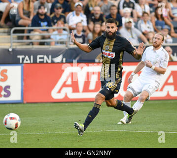 Chester, Pennsylvania, USA. 27th Aug, 2016. The Philadelphia Union player, RICHIE MARQUEZ, (16), in action during match against Sporting KC at Talen Energy Stadium in Chester Pa Credit:  Ricky Fitchett/ZUMA Wire/Alamy Live News Stock Photo