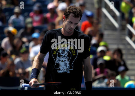 Great Britain's Andy Murray during a practice session Saturday, August 27th, at the National Tennis Center in Flushing Meadows, New York.   Murray was practicing for the U.S. Open Tennis Championships which begin on Monday, August 29th. Stock Photo