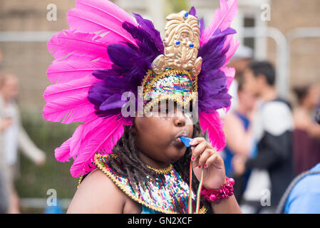 London 28th August, 2016, child at Notting Hill Carnival, Credit:  Ian Davidson/Alamy Live News Stock Photo