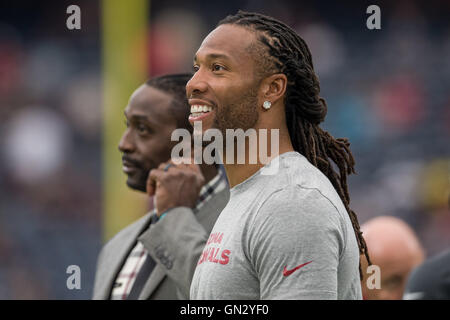 Houston, Texas, USA. 28th Aug, 2016. Arizona Cardinals wide receiver Larry Fitzgerald (11) watches warmups prior to an NFL preseason game between the Houston Texans and the Arizona Cardinals at NRG Stadium in Houston, TX on August, 28th 2016. Credit:  Trask Smith/ZUMA Wire/Alamy Live News Stock Photo