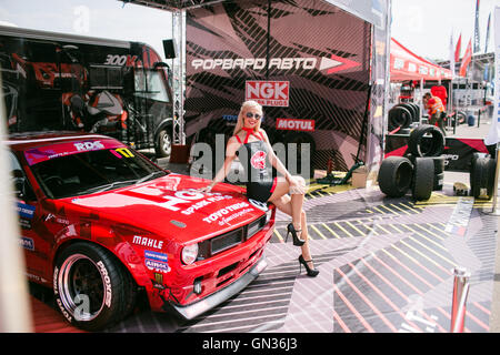 Nizhny Novgorod Russia Aug 20, 2016 : Russian Drift Series Stage 5 RDS Zapad West. Girl model on insurence. Stock Photo