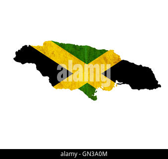 Vintage paper map of Jamaica Stock Photo