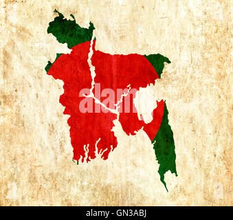 Vintage paper map of Bangladesh Stock Photo - Alamy