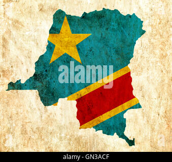 Silhouette flag map of the Democratic Republic of the Congo isolated ...