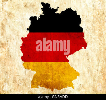 some very old grunge map of germany with flag on map of europe Stock ...
