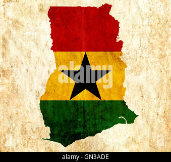 Vintage paper map of Ghana Stock Photo - Alamy