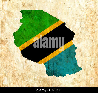 Tanzania outline flag map silhouette over a white background Stock ...