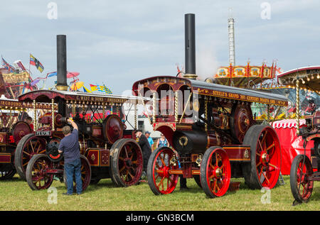 A superb line up of showmans engines at 2016 steam fair in blandford dorset Stock Photo