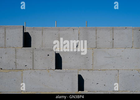 Close up of 'Aircrete' concrete blocks. Laid using thin-joint system. Stock Photo