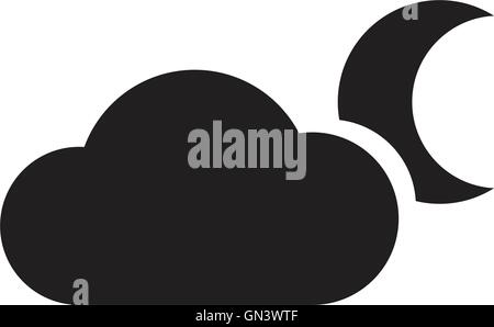 cloud and crescent Moon icon Stock Vector