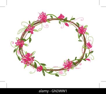 Vector Flowers Frame. Beautiful Wreath. Elegant Floral Collection With 