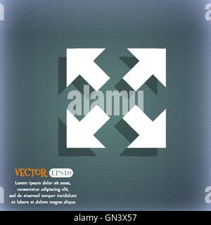 Full screen icon. On the blue-green abstract background with shadow and space for your text. Vector Stock Vector