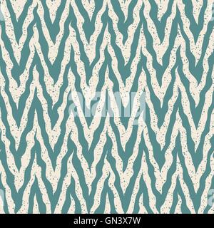 Vector Seamless Blue White Hand Drawn Zig Zag Distorted Lines Grunge Retro Pattern Stock Vector