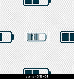 Battery half icon sign. Seamless pattern with geometric texture. Vector Stock Vector