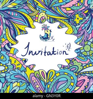 Colorful Summer Invitation Template Stock Vector