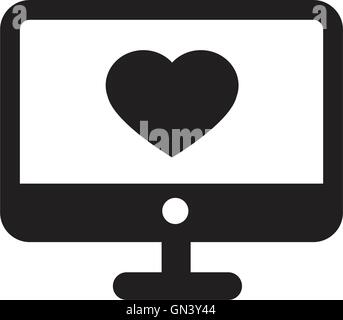 computer Heart  in desktop Stock Vector