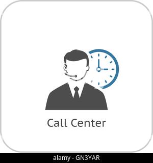 Call Center Icon. Flat Design. Stock Vector