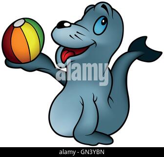 Seal playing With a Ball Stock Vector