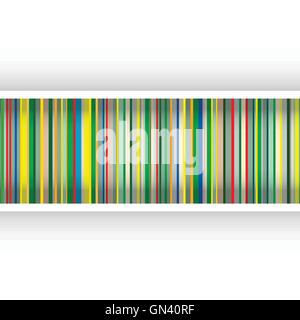 Empty room with white photo frame on striped wallpaper. Vector illustration Stock Vector