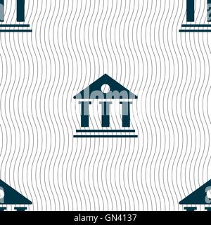 bank icon sign. Seamless pattern with geometric texture. Vector Stock Vector