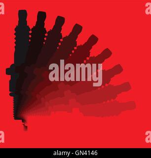 Spark Plug Roation Silhouette Stock Vector
