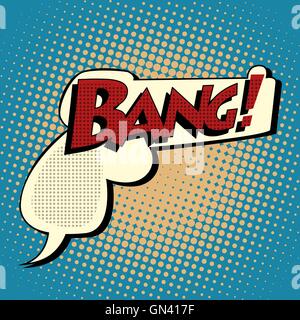 Bang comic book bubble in the shape of a gun Stock Vector