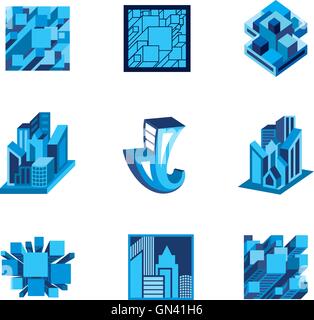 House and real estate building icons flat outline set isolated vector ...