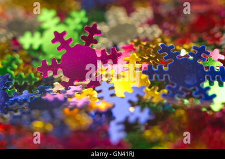 Celebratory background from paper Snowflakes multi-coloured. Macro Stock Photo