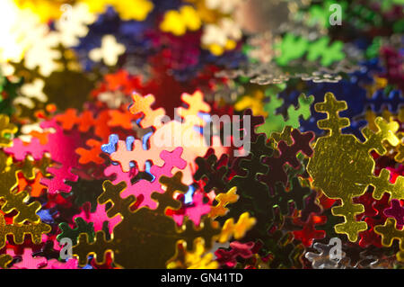 Celebratory background from paper Snowflakes multi-coloured. Macro Stock Photo
